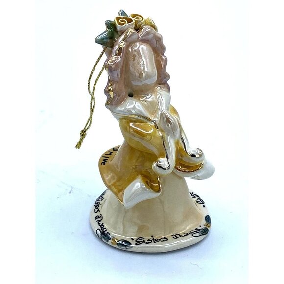 NWOT: VINTAGE CLAYWORKS CERAMIC ORNAMENT "Sisters Always / Yellow" - SA20294 - Picture 1 of 5